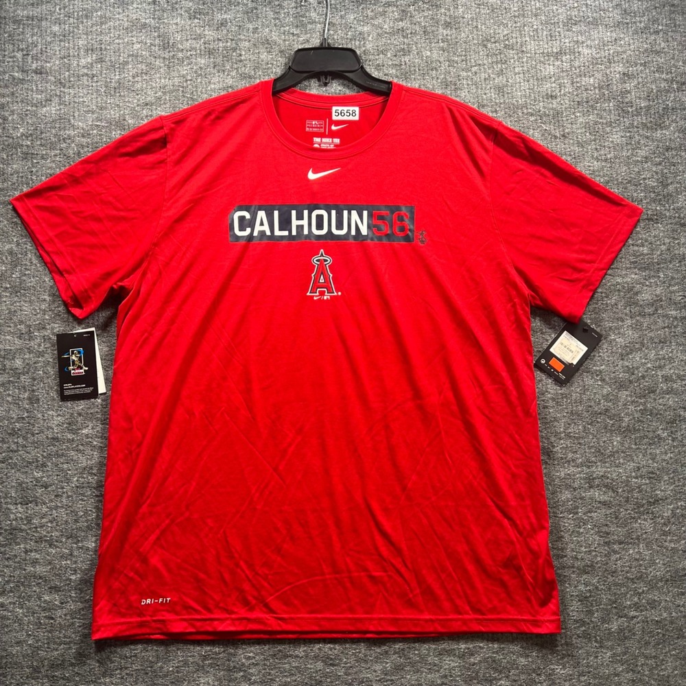 Nike Mens XXL Los Angeles Angels Kole Calhoun 56 Dri-FIT Red T-Shirt NWT